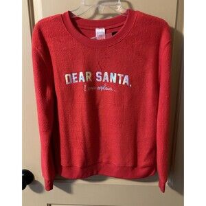 Woman Juniors Christmas Dear Santa Red L/S Pullover Sweater Size Small 3-5 NWT